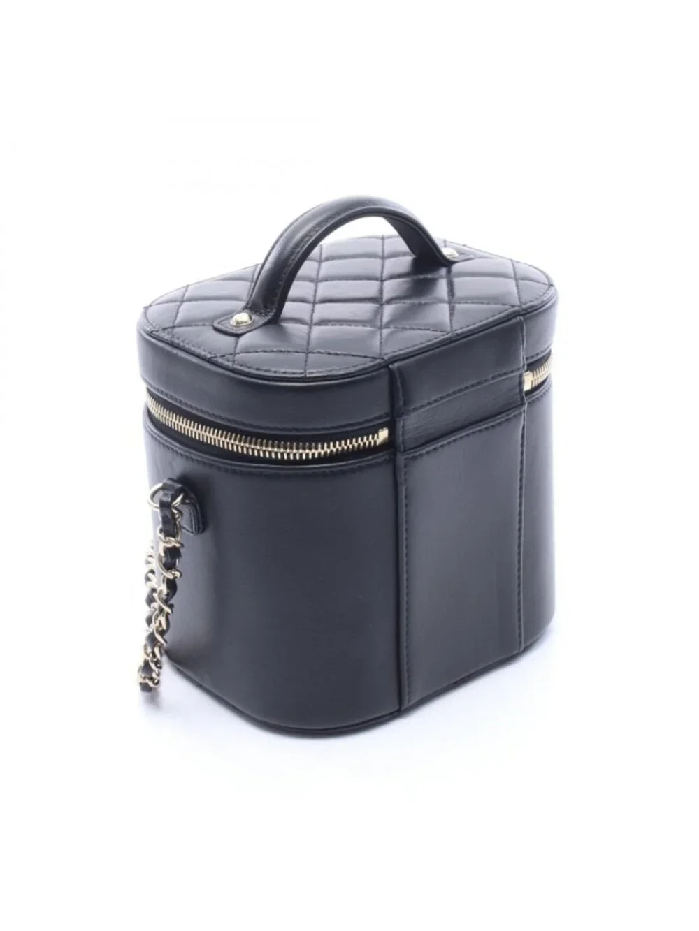 Chanel Shoulder Bag Crystal Mania Quilted CC Logo Vanity 2-Way Black Lambskin
